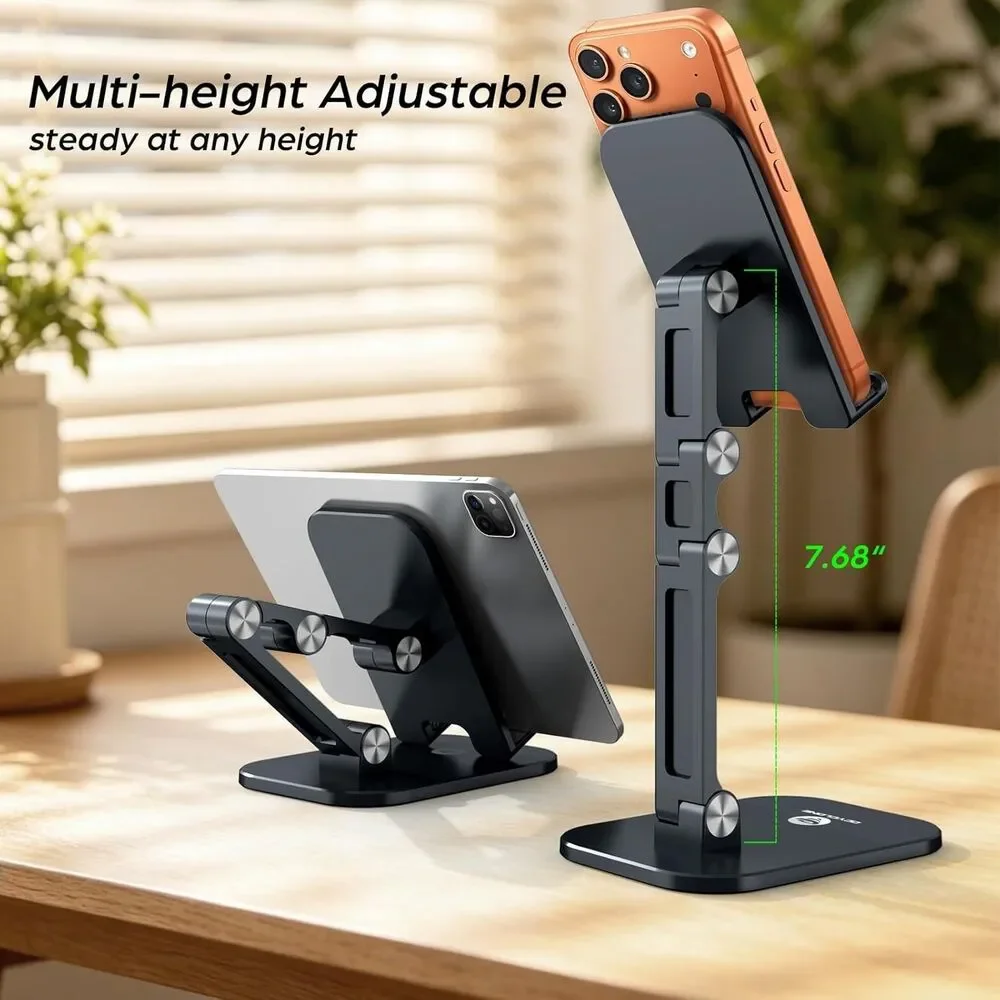 OCYCLONE Phone & Tablet Stand Adjustable Height Angle Foldable Cell Matte Black